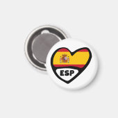 Aimant Espagne Code Pays Coeur Drapeau, ESP (Recto/Verso)