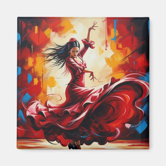 Aimant Espagne Danseuse flamenco colorée (Devant)