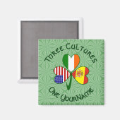 Aimant Espagne Irlande USA Drapeaux Shamrock Votre nom (Recto/Verso)