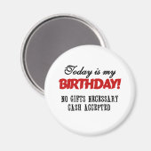 Aimant Espèces d'anniversaire acceptées (Recto/Verso)