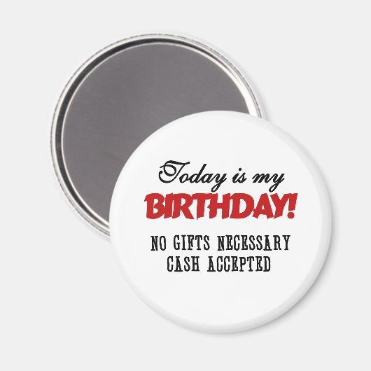 Aimant Espèces d'anniversaire acceptées (Recto/Verso)