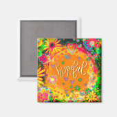 Aimant Espérons Coeurs amusants Jaune Inspiritisme Floral (Recto/Verso)