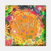 Aimant Espérons Coeurs amusants Jaune Inspiritisme Floral (Devant)