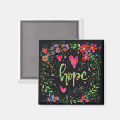 Aimant Espérons Joli Coeurs Floraux Inspirationnel tendan (Recto/Verso)