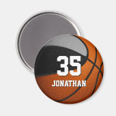 Aimant esprit d'équipe de basket-ball gris noir nom (Recto/Verso)