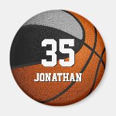 Aimant esprit d'équipe de basket-ball gris noir nom (Devant)