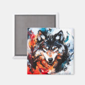 Aimant Esprit Loup Sauvage Abstrait (Recto/Verso)