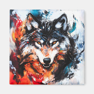 Aimant Esprit Loup Sauvage Abstrait