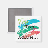 Aimant Essayer, Essayer, Réessayer l'aimant de motivation (Recto/Verso)