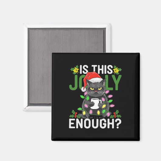 Aimant Est-Ce Que Ce Jolly Assez Chat Noir Joyeux Noël Tr (Recto/Verso)