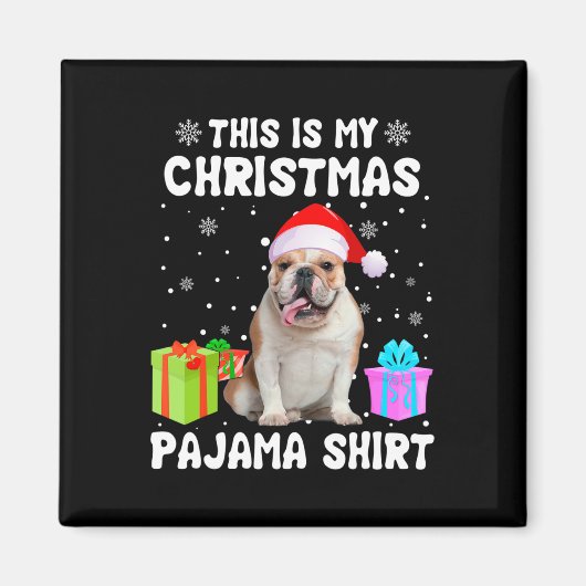 Aimant Est Mon Noël Français Chien Chien Chien Pyjama Chi (Devant)