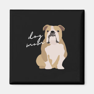 Aimant Et femme maman de chien bouledogue anglais blanc