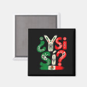Aimant ¿et si oui_ drapeau mexicain phrase espagnole vint (Recto/Verso)