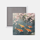 Aimant Étang de carpes à fleurs de cerisier Sérénité (Recto/Verso)