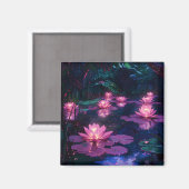 Aimant Étang de lotus rose Zen de minuit (Recto/Verso)