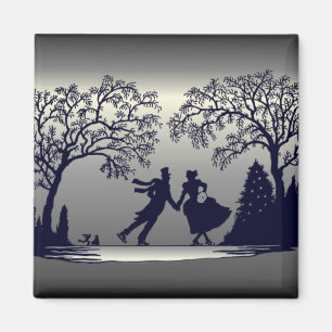 Aimant Étang de patinage de glace - silhouette