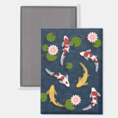 Aimant Étang japonais de poissons Koi (Recto/Verso)