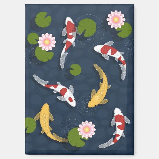 Aimant Étang japonais de poissons Koi (Recto)