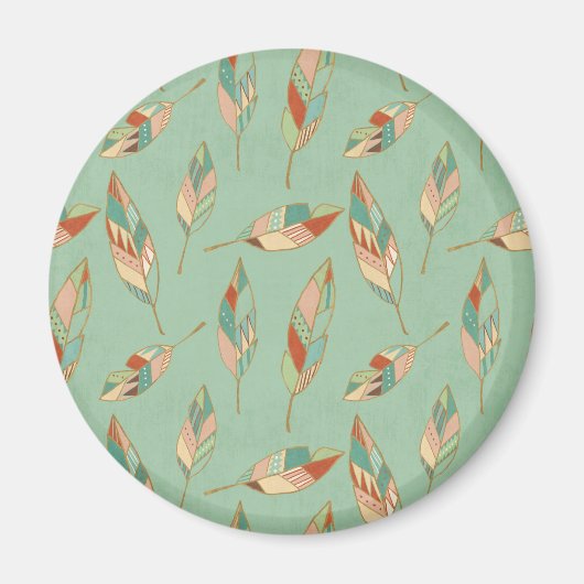 Aimant Étape Geo Sud-Ouest | Motif de plumes vertes (Devant)