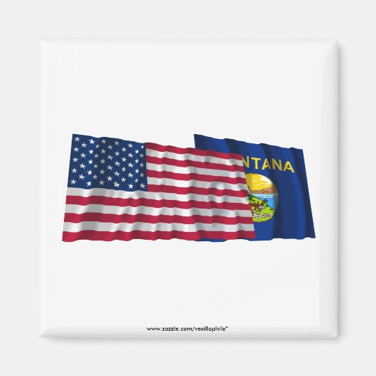 Aimant États-Unis et Montana Waving Flags (Devant)