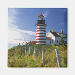 Aimant États-Unis, Maine, Lubec. Phare de West Quoddy Hea