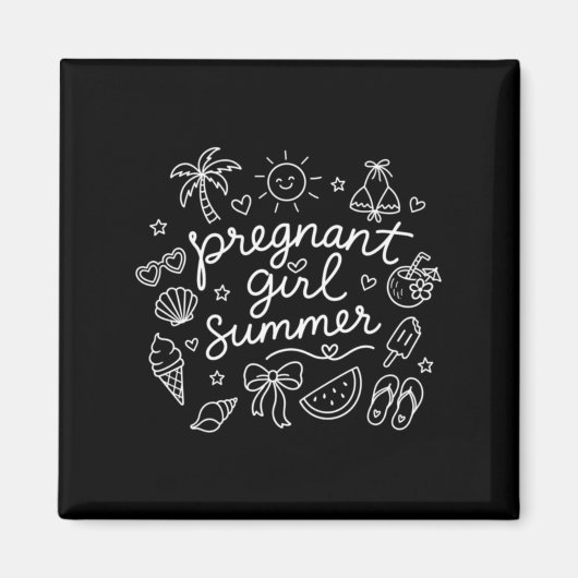 Aimant Été de fille enceinte drôle de maternité vacances (Devant)