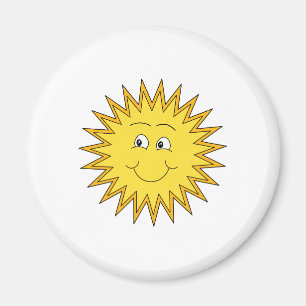 Aimant Été jaune Sun avec un visage heureux