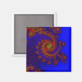 Aimant Éternité | Art fractal bleu et rouge (Recto/Verso)