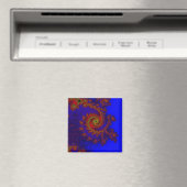 Aimant Éternité | Art fractal bleu et rouge (In Situ (Lave-vaisselle))