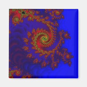 Aimant Éternité Art fractal bleu et rouge
