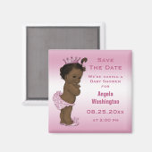 Aimant Ethnic Princess Baby shower Save the Date Pink (Recto/Verso)