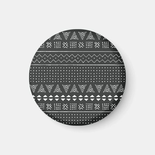 Aimant Ethnie tribale : motif noir blanc. (Devant)