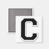 Aimant Étiqueter la lettre initiale C dans l'aimant noir (Recto/Verso)