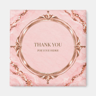 Aimant Étiquette de boîte carrée rose gold et rose pâle é