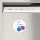 Aimant Étiquette de cadeau d'ornements bleus et violets (In Situ (Lave-vaisselle))