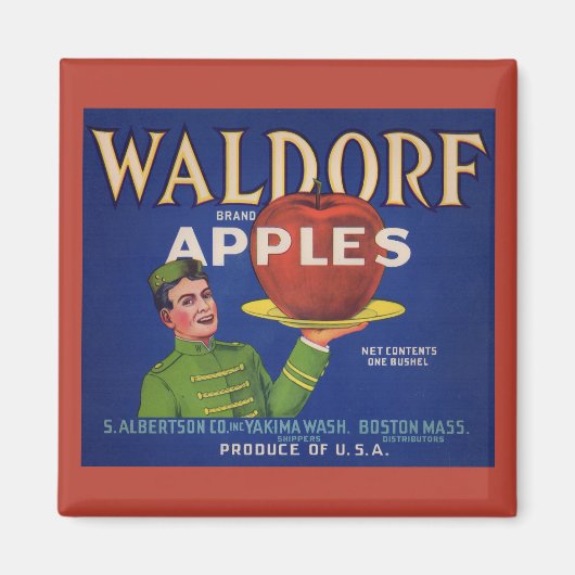 Aimant étiquette de caisse des pommes Waldorf 1920 (Devant)