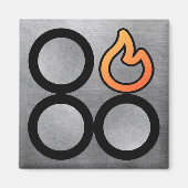 Aimant Étiquette de commande du brûleur droit de l'arrièr (Devant)