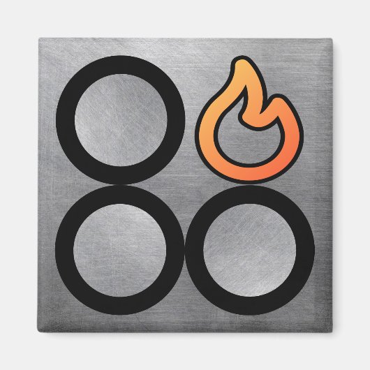 Aimant Étiquette de commande du brûleur droit de l'arrièr (Devant)