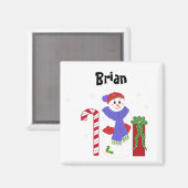 Aimant Étiquette de nom de bonhomme de neige (Recto/Verso)
