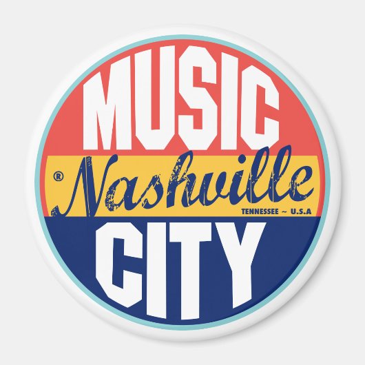 Aimant Étiquette Vintage de Nashville (Devant)