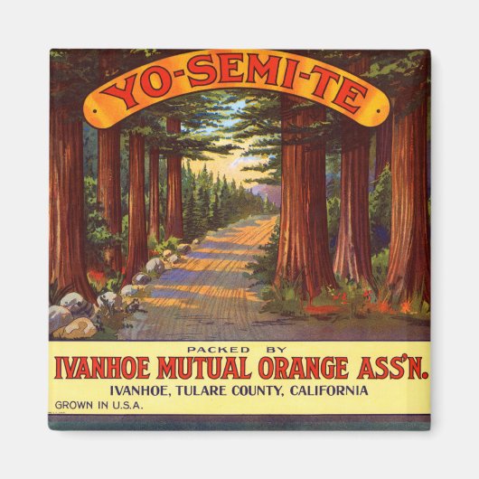 Aimant Étiquette vintage Yo-Semi-Te Orange (Devant)