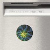 Aimant Etoile Abstraite, Bleu brillant Vert Or Fractal Ar (In Situ (Lave-vaisselle))