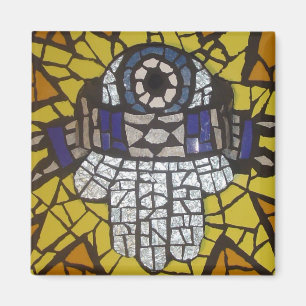 Aimant Étoile argentée Tallit de Hamsa de mosaïque et