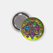 AIMANT ÉTOILE BRILLANTE AVEC DES GEMSTONES COLORÉS JAUNE  (Recto/Verso)