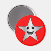 Aimant Etoile d'argent avec visage souriant (Recto/Verso)