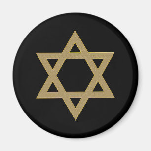Aimant Étoile de David noire et dorée Magen Dovid
