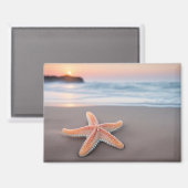 Aimant Étoile de mer allongée sur une plage (Recto/Verso)