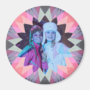 Aimant Étoile de Noël rose grise personnalisée avec photo