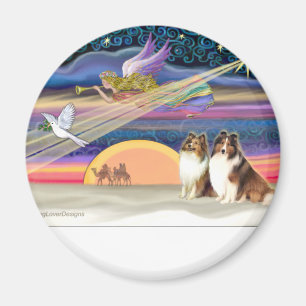 Aimant Étoile de Noël - Shelties (2 Sables)