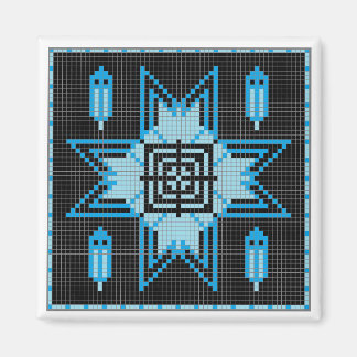 Aimant Etoile De Nuit & Plumes En Bleu.